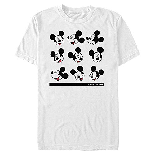 Disney Unisex Mickey Expressions Organic Short Sleeve T-Shirt, White, XL von Disney