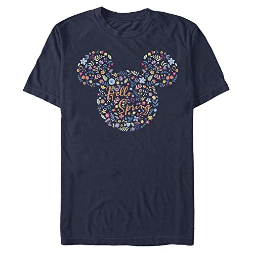 Disney Unisex Mickey Floral Ears Organic Short Sleeve T-shirt, Marineblau, XL von Disney