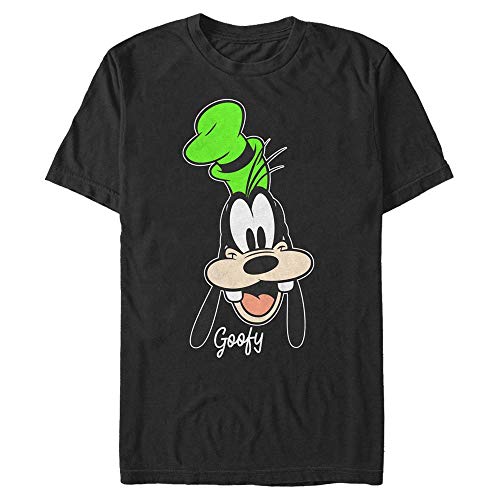 Disney Unisex Mickey Goofy Big Face Organic Short Sleeve T-shirt, Schwarz, XXL von Disney