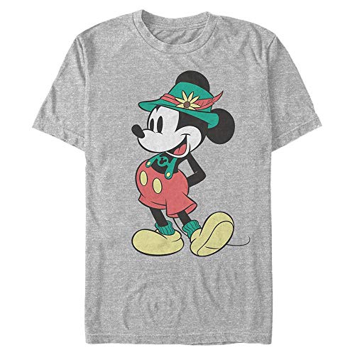Disney Unisex Mickey-Lederhosen Basics Organic Short Sleeve T-Shirt, Melange Grey, XL von Disney