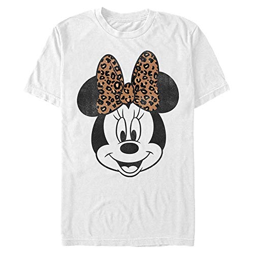 Disney Unisex Mickey-Modern Minnie Face Leopard Organic Short Sleeve T-Shirt, White, L von Disney