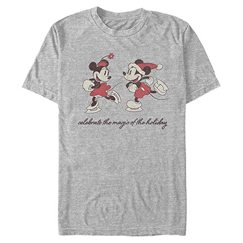 Disney Unisex Mickey Vintage Holiday Skaters Organic Short Sleeve T-shirt, Melange Grau, XL von Disney