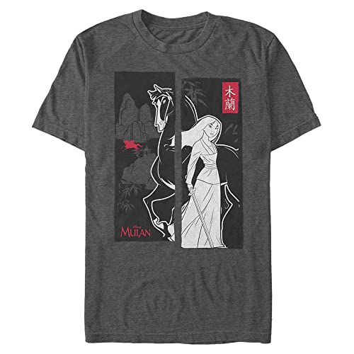 Disney Unisex Mulan Mulans Story Organic Short Sleeve T-shirt, Melange Black, XXL von Disney