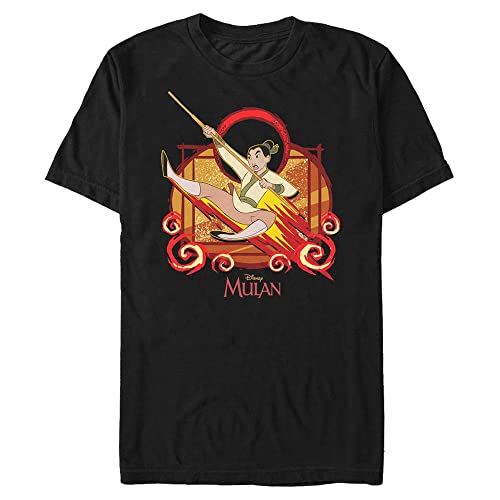 Disney Unisex Raging Fire Mulan Organic Short Sleeve T-Shirt, Black, M von Disney