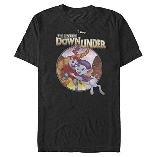 Disney Unisex Rescuers Down Under Rescued Organic Short Sleeve T-shirt, Schwarz, L von Disney