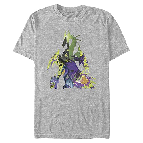 Disney Unisex Sleeping Beauty Dragon Form Organic Short Sleeve T-shirt, Melange Grey, XXL von Disney