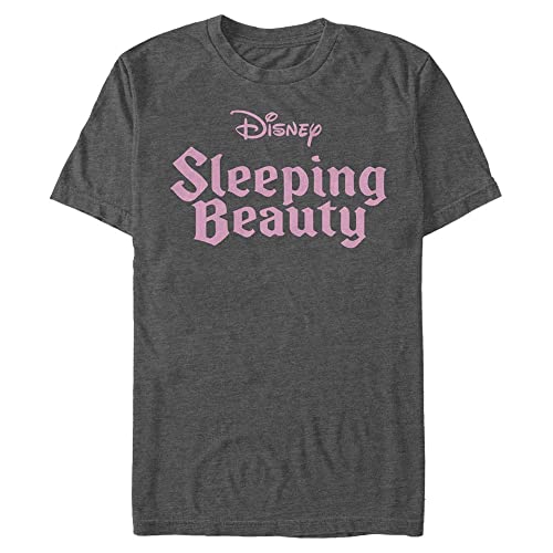 Disney Unisex Sleeping Sleepng Beauty Logo Organic Short Sleeve T-Shirt, Melange Black, L von Disney