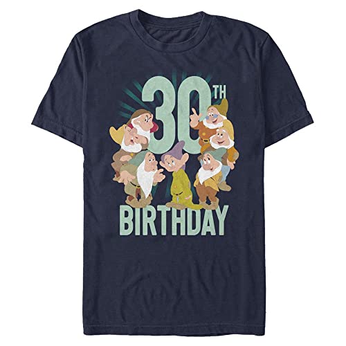 Disney Unisex Snow White Dwarves Thirty Bday Organic Short Sleeve T-shirt, Navy Blau, XL von Disney