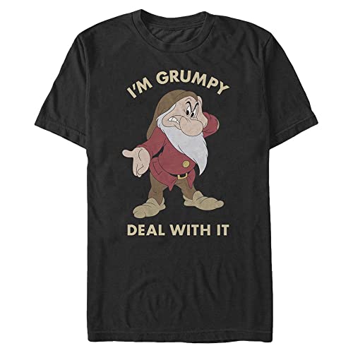 Disney Unisex Snow White-Grumpy Deal Organic Short Sleeve T-Shirt, Black, L von Disney