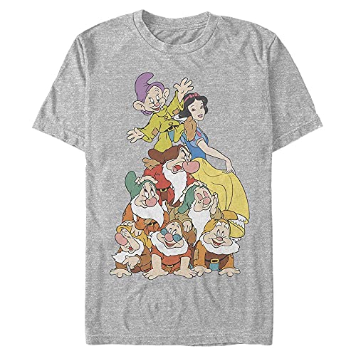 Disney Unisex Snow White Squad Dwarf Stack Organic Short Sleeve T-shirt, Melange Grey, M von Disney