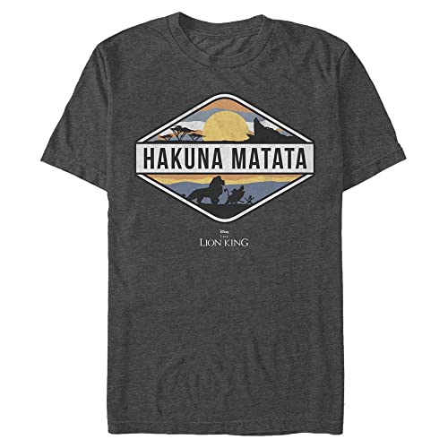 Disney Unisex The Lion King-Hakuna Matata Emblem Organic Short Sleeve T-Shirt, Melange Black, XXL von Disney