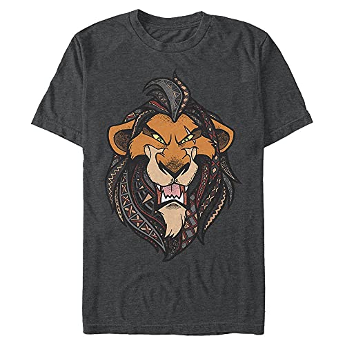 Disney Unisex The Lion King-Patterned Scar Organic Short Sleeve T-Shirt, Melange Black, XXL von Disney