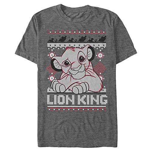 Disney Unisex The Lion King-Simba Holiday Organic Short Sleeve T-Shirt, Melange Black, M von Disney