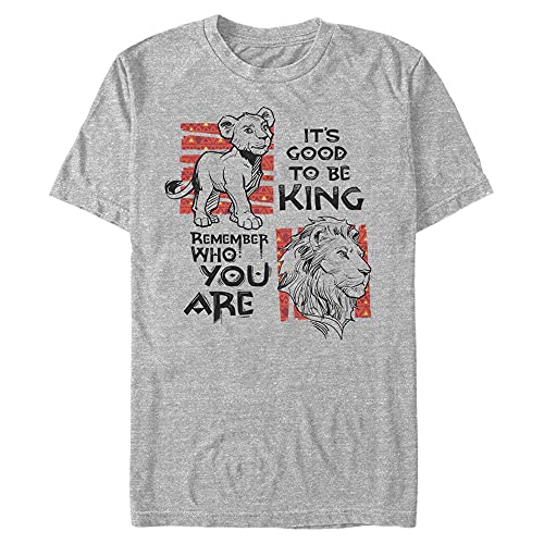 Disney Unisex The Lion King: Live Action-Simba Text Organic Short Sleeve T-Shirt, Melange Grey, XL von Disney