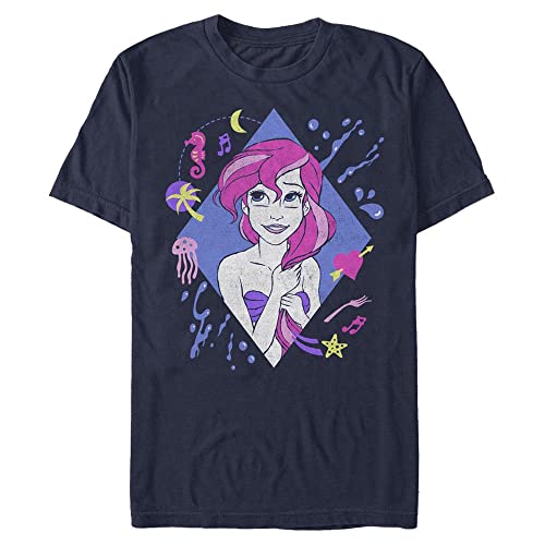 Disney Unisex The Little Mermaid 90s Ariel Organic Short Sleeve T-shirt, Navy Blau, L von Disney