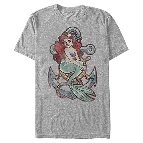 Disney Unisex The Little Mermaid Anchor Organic Short Sleeve T-shirt, Melange Grey, XXL von Disney