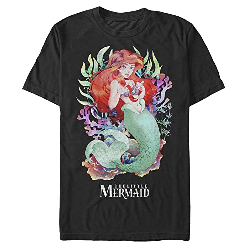 Disney Unisex The Little Mermaid Anime Organic Short Sleeve T-shirt, Schwarz, XXL von Disney