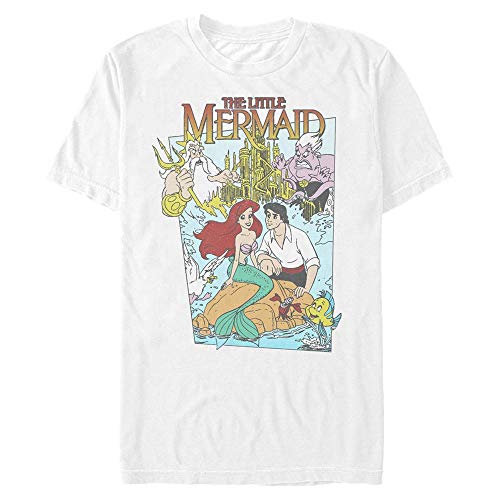 Disney Unisex The Little Mermaid Cover Organic Short Sleeve T-Shirt, White, XXL von Disney