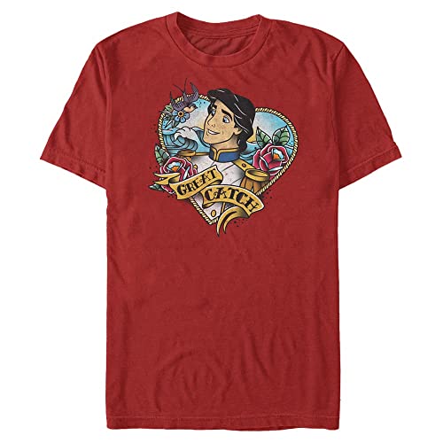 Disney Unisex The Little Mermaid Eric Inked Organic Short Sleeve T-shirt, Rot, M von Disney