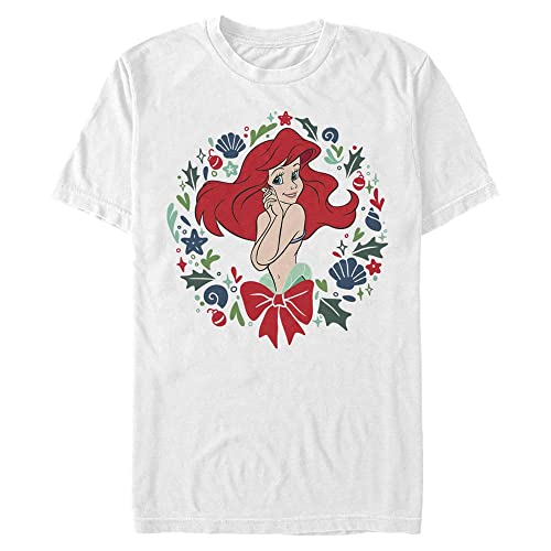 Disney Unisex The Little Mermaid Festive Ariel Organic Short Sleeve T-shirt, Weiß, XXL von Disney