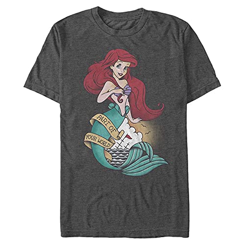 Disney Unisex The Little Mermaid Sailor Ariel Organic Short Sleeve T-shirt, Melange Black, L von Disney