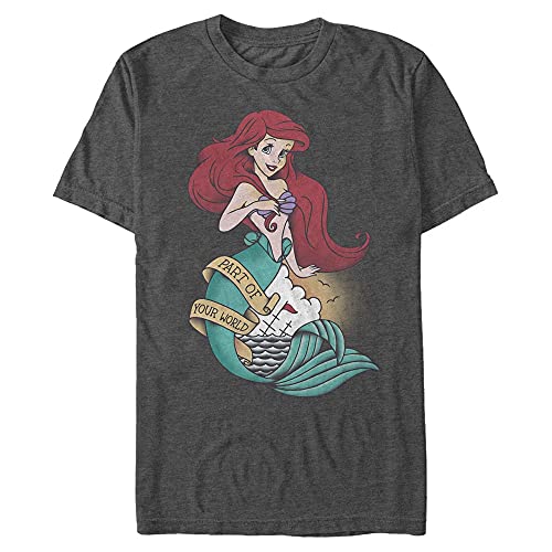 Disney Unisex The Little Mermaid Sailor Ariel Organic Short Sleeve T-shirt, Melange Black, M von Disney