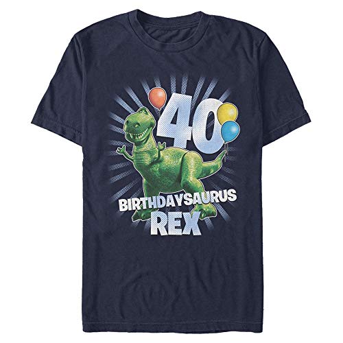 Disney Unisex Toy Story 1-3-Ballon Rex 40 Organic Short Sleeve T-Shirt, Navy Blue, XL von Disney