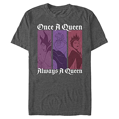 Disney Unisex Villains Queen Color Organic Short Sleeve T-shirt, Melange Black, M von Disney