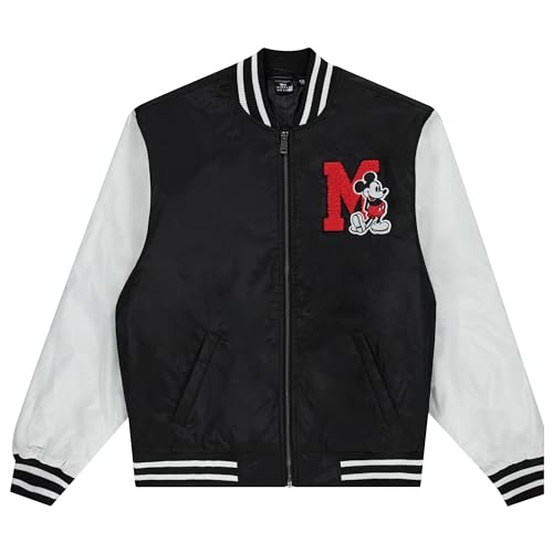 Disney Varsity Bomberjacken für Damen und Herren, Micky, Schwarz/Weiß, XXL von Disney