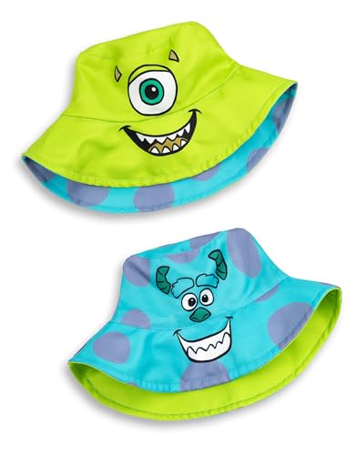 Disney Wende-Fischerhut von Monsters Inc. | Grün mit Mike Wazowski & Blau mit Sulley Character Design | Leichte Unisex-Mütze | Monsters Inc.-Waren von Disney