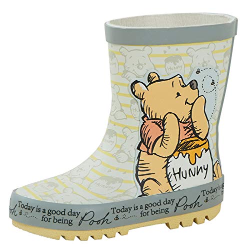 Disney Winnie Puuh Kinder Gummistiefel Kinder 3D Regen Schnee Schuhe Gr., Grau - Grau/Gelb - Größe: 27 EU von Disney