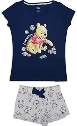 Disney Winnie The Pooh Damen Pyjama Set Kurz Baumwolle, Navy, XL von Disney