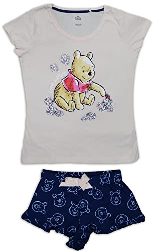 Disney Winnie The Pooh Damen Pyjama Set Kurz Baumwolle, pfirsich, XL von Disney
