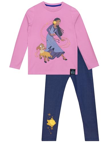 Disney Wish Top und Leggings Set | Asha und Wish Koordiniertes Set | Bekleidungssets Für Mädchen | Rose | 110 von Disney