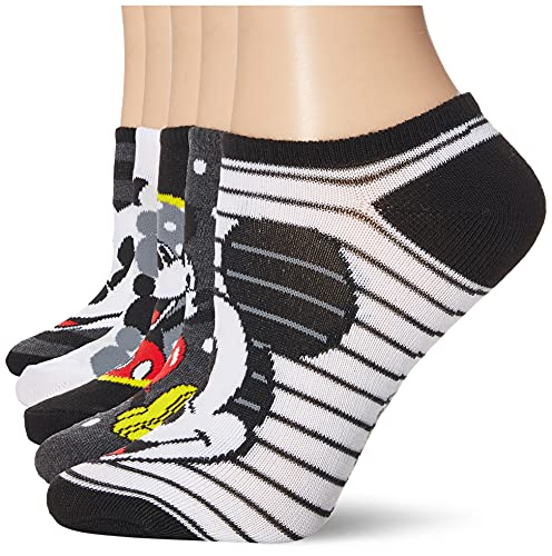 Disney Women's Mickey Mouse 5 Pack No Show, Black Stripe Multi, Fits Sock Size 9-11 Fits Shoe Size 4-10.5 von Disney
