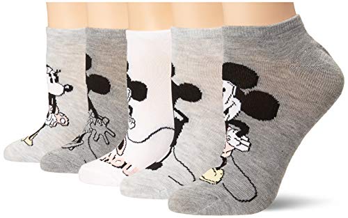 Disney Women's Mickey Mouse 5 Pack No Show, Grey Multi, Fits Sock Size 9-11 Fits Shoe Size 4-10.5 von Disney
