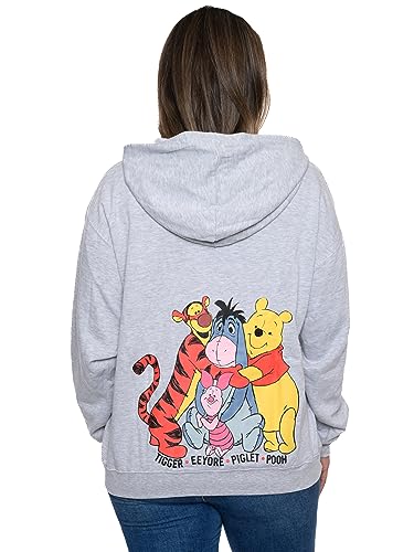 Disney Zip Hoodie I-Aah Winnie Puuh Ferkel Tigger, Meliert, Grau, XS von Disney