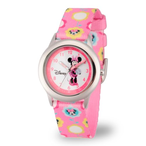 Disney by Ewatchfactory Unisex-Armbanduhr Stainless Steel Time Teacher Lernuhr Nylon pink W000036 von Disney