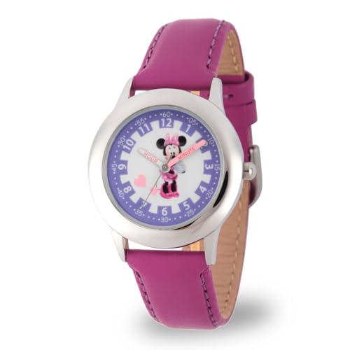 Disney by Ewatchfactory Unisex-Armbanduhr Time Teacher Lernuhr Leder violett W000039 von Disney