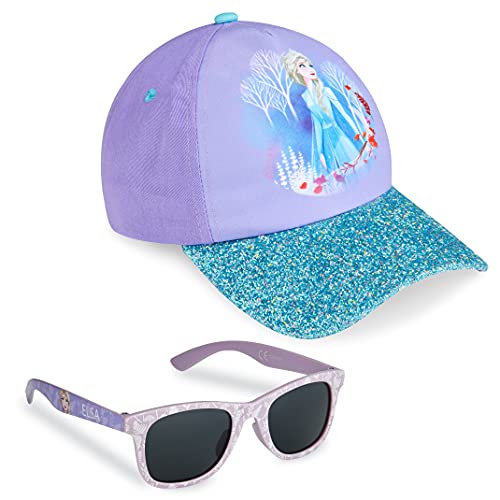 Disney Stitch Sonnenhut Kinder Mädchen Sommer Basecap Kinder Jungen und Sonnenbrille Set 100% UV Schutz Baseball Mütze ab 3 Jahren, Verstellbare Grosse (Lila) von Disney