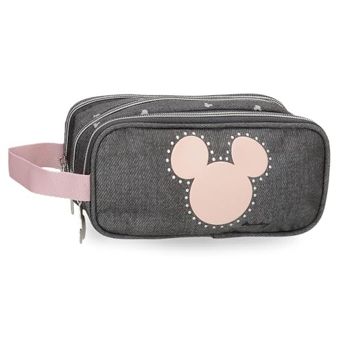 Disney Joumma Bags, Mickey Studs, Federmäppchen für die Schule, Kulturbeutel für Kinder, aus Polyester., Schwarz, Federmäppchen mit Reißverschluss von Disney