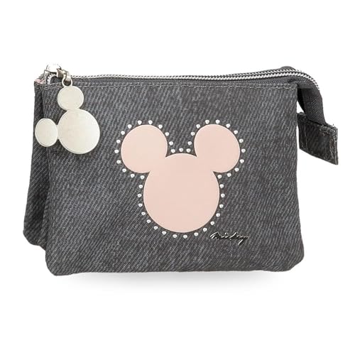 Joumma Disney Mickey Studs Geldbörse, Schwarz, 14 x 10 x 3,5 cm, Polyester, Schwarz, geldbörse von Disney