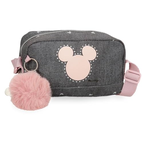 Joumma Disney Micky Studs Umhängetasche klein, schwarz, 19,5 x 11,5 x 7,5 cm, Polyester, Schwarz, Kleine Umhängetasche von Disney