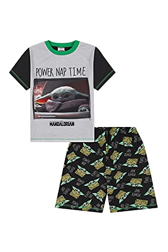 Jungen Disney Star Wars Baby Yoda The Mandalorian Power Nap Short Pyjama-Set Gr. 10 Jahre, grau von Disney