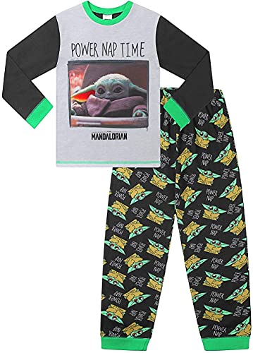 Star Wars Baby Yoda The Mandalorian Power Nap Pyjama-Set für Jungen, grau, 134 von Disney