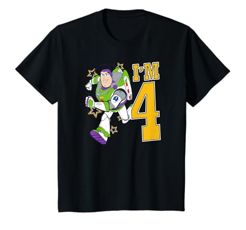 Kinder Pixar Toy Story Birthday Buzz I'm 4 T-Shirt von Disney