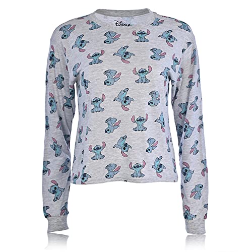 Ladies Lilo and Stitch Sweatshirt - Ladies Classic Lilo and Stitch Allover Print Sweatshirt (Heather Grey, X-Large) von Disney