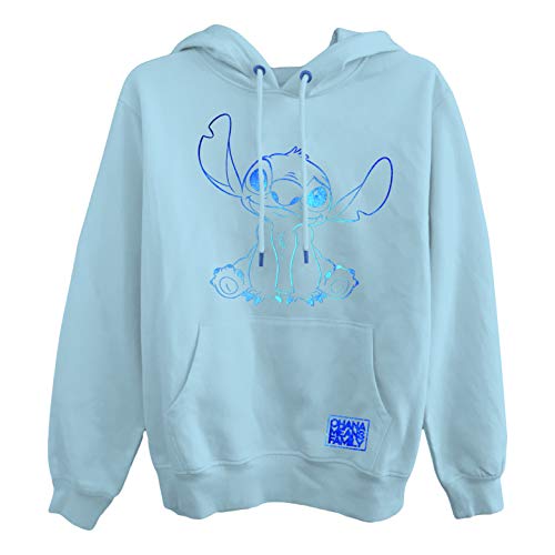 Ladies Lilo and Stitch Sweatshirt - Ladies Classic Lilo and Stitch Hoodie with Foil (Light Blue Foil, 3X-Large) von Disney