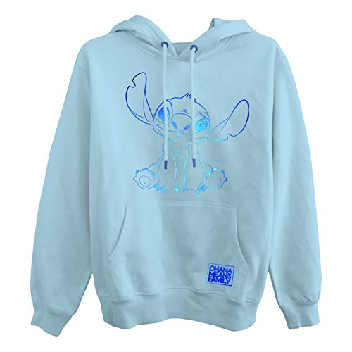 Disney Lilo and Stitch Damen Kapuzenpullover Klassisch Lilo und Stitch mit Aluminiumfolie Hellblau, Hellblaues Blatt, 46 von Disney