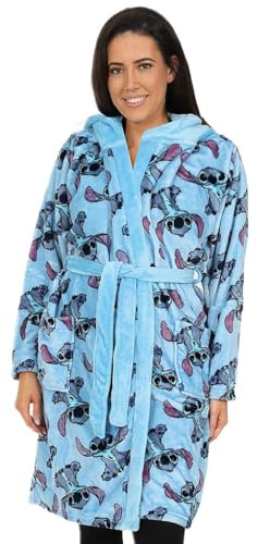 Lilo and Stitch Bademantel für Damen, Fleece, mit Kapuze, Blau, blau, 16-18 von Disney